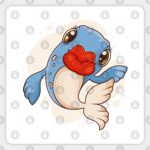 Big Lips Funny Fish Magnet by Mako Design 